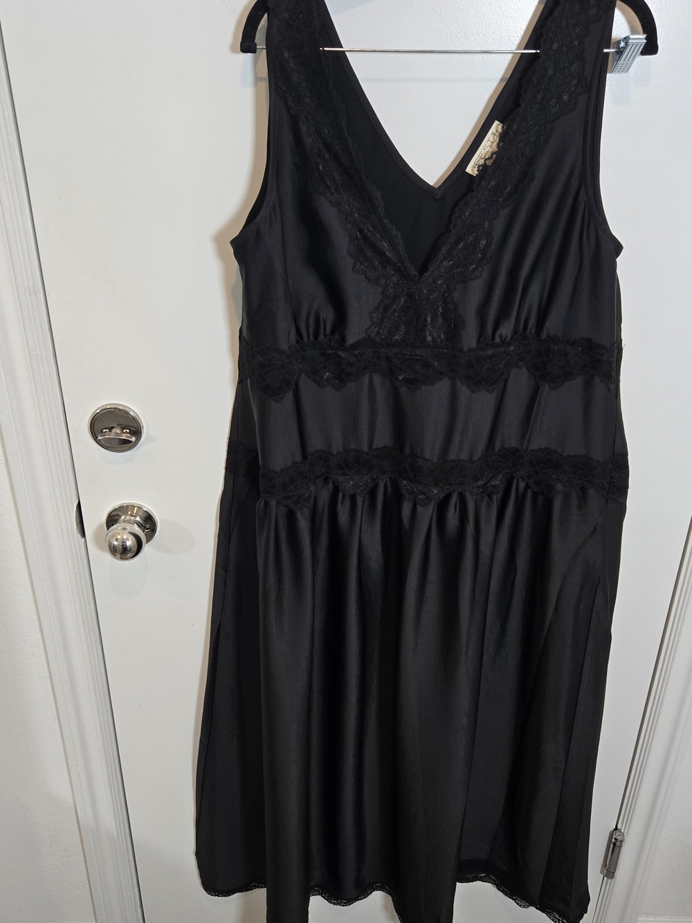 Women's Black Lace V-Neck Slip Dress